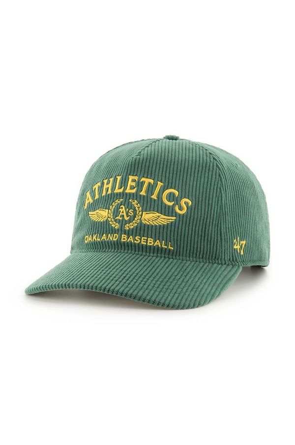 47 brand Samtana kapa sa šiltom 47 brand MLB Oakland Athletics boja: zelena, s aplikacijom, B-SKYLC18EWP-DG
