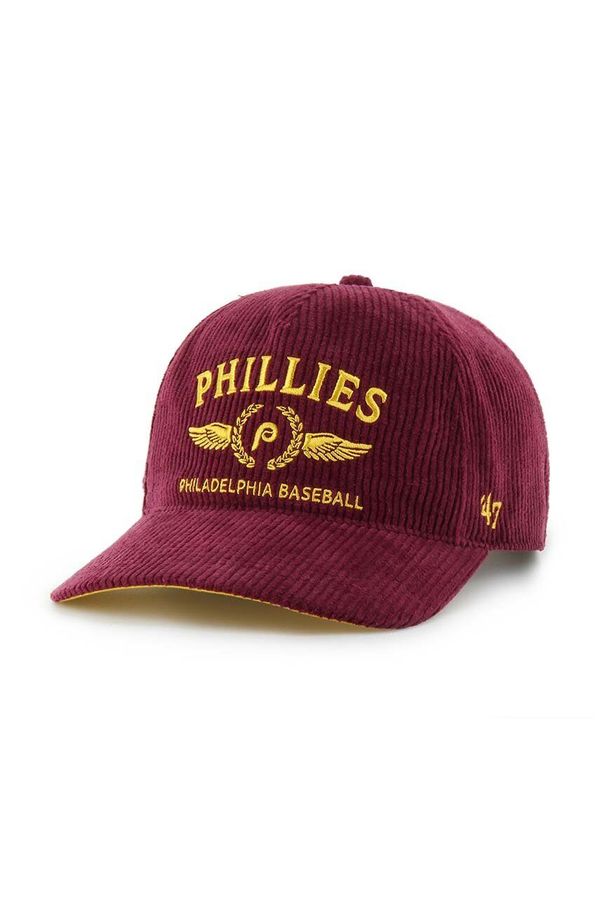 47 brand Samtana kapa sa šiltom 47 brand MLB Philadelphia Phillies boja: bordo, s aplikacijom, B-SKYLC19EWP-CA
