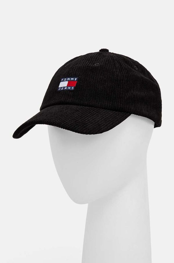 Tommy Jeans Samtana kapa sa šiltom Tommy Jeans boja: crna, s aplikacijom, AM0AM12636