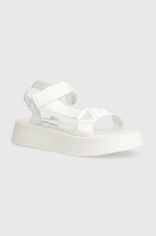 Calvin Klein Jeans Sandale Calvin Klein Jeans SANDAL VELCRO WEBBING DC za žene, boja: bijela, s platformom, YW0YW01353