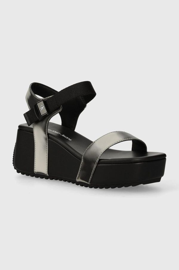 Calvin Klein Jeans Sandale Calvin Klein Jeans WEDGE BLOCK SANDAL METALLIC DC boja: crna, YW0YW01366