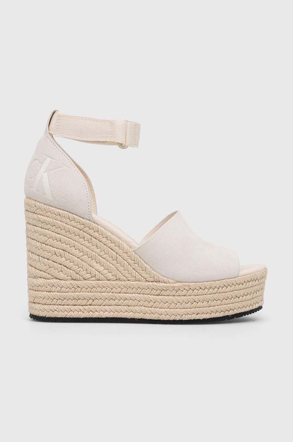 Calvin Klein Jeans Sandale Calvin Klein Jeans WEDGE SANDAL WIDE SU CON za žene, boja: bež, klin peta, YW0YW00963