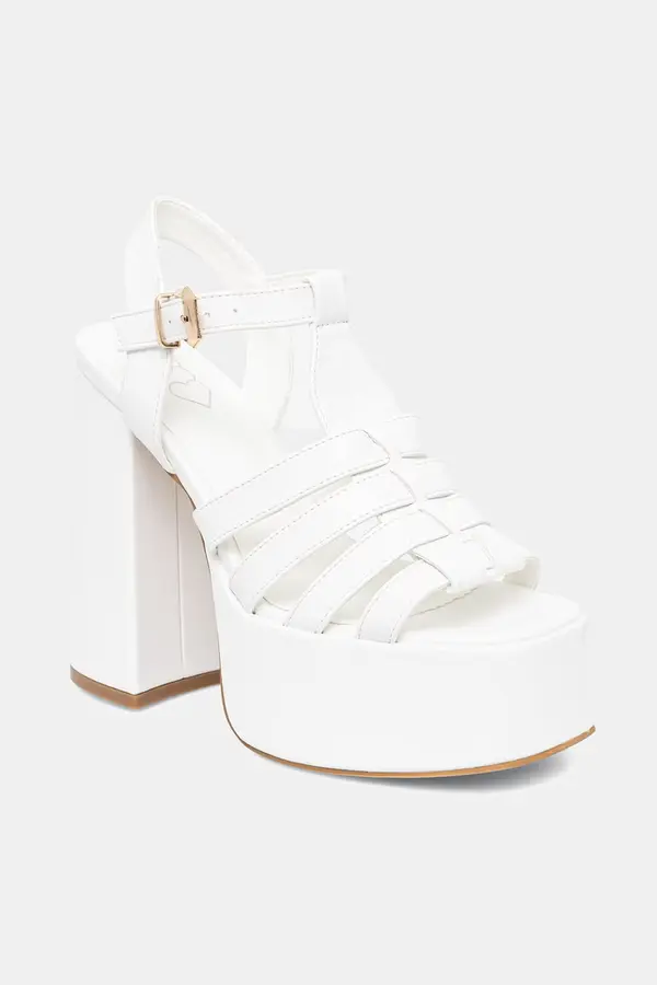 Koi Footwear Sandale Koi Footwear DBP55 WHITE PLATFORM HEEL
