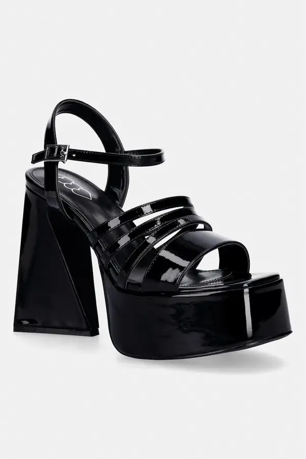 Koi Footwear Sandale Koi Footwear Dynasty All Black Platform Strappy Heels