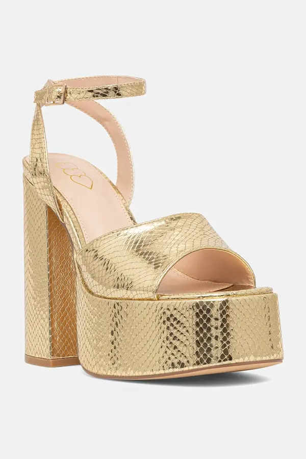 Koi Footwear Sandale Koi Footwear Shonen Gold Lizard Platform Heels