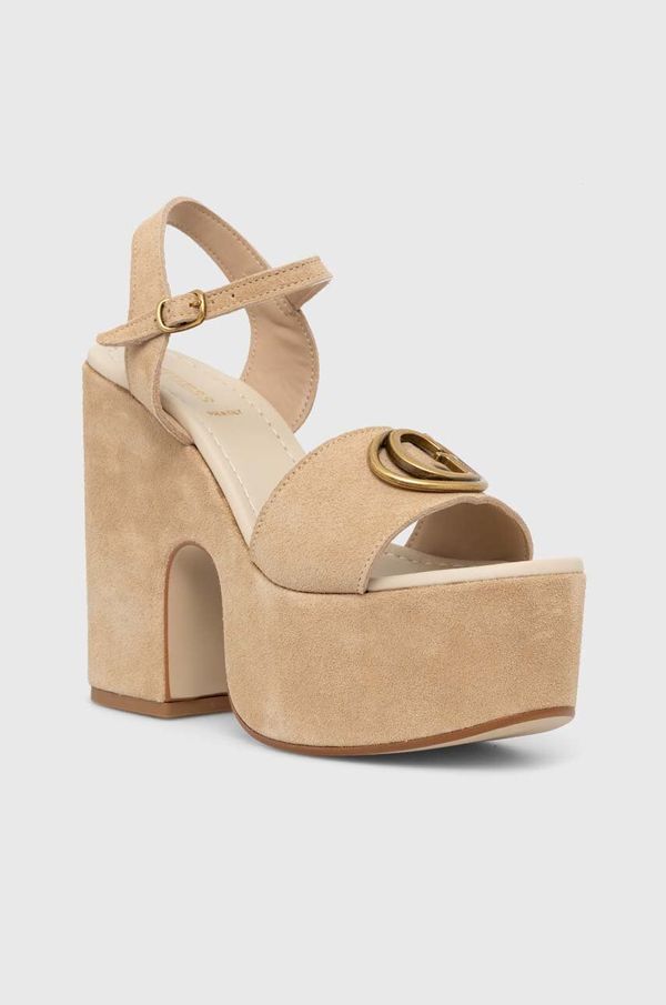 Guess Sandale od brušene kože Guess CLODY boja: bež, FLJCLO SUE04