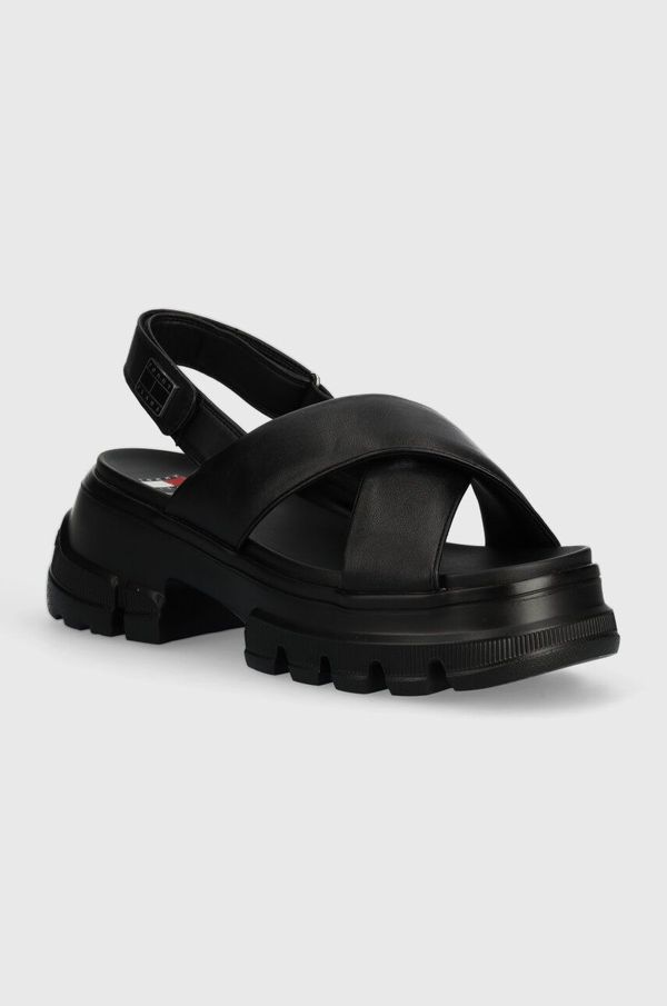 Tommy Jeans Sandale Tommy Jeans TJW CHUNKY CITY SANDAL za žene, boja: crna, s platformom, EN0EN02525