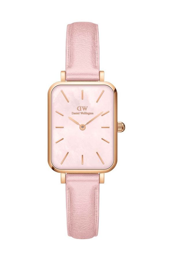 Daniel Wellington Sat Daniel Wellington Quadro Pink leather za žene, boja: ružičasta