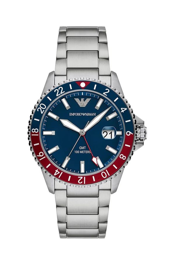 Emporio Armani Sat Emporio Armani Diver GMT za muškarce, boja: srebrna, AR11590