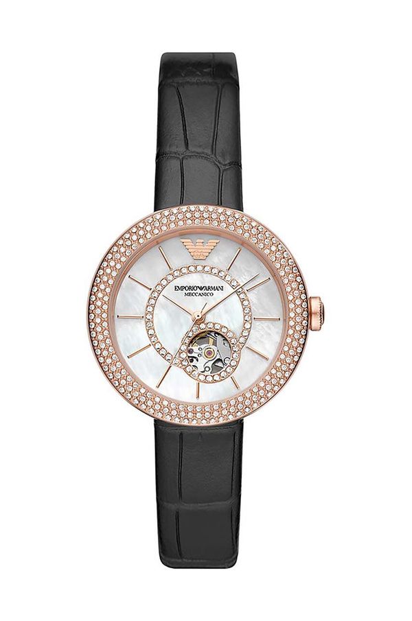 Emporio Armani Sat Emporio Armani za žene, boja: crna