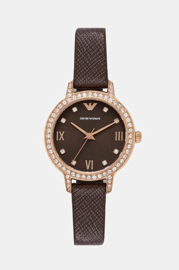 Emporio Armani Sat Emporio Armani za žene, boja: smeđa, AR11555