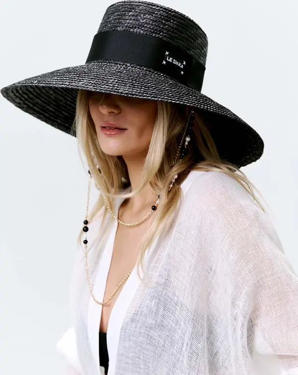 LE SH KA headwear Šešir LE SH KA headwear Black Straw Veil