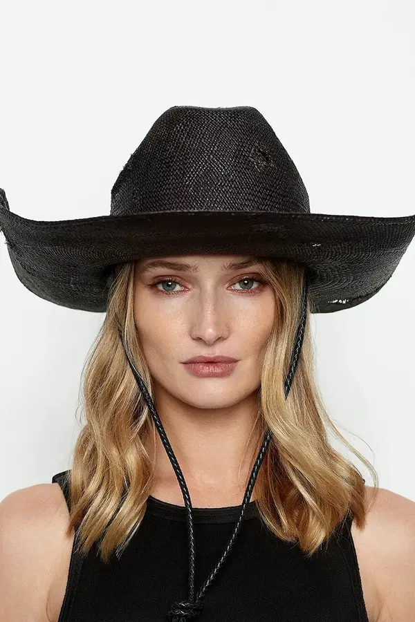 RUSLAN BAGINSKIY Šešir Ruslan Baginskiy Ruslan Baginskiy Cowboy Hat with Leather Trim