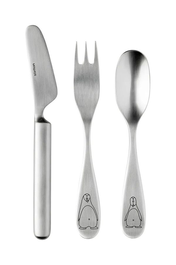 Stelton Set dječjeg pribora za jelo Stelton Pingo 3-pack boja: siva