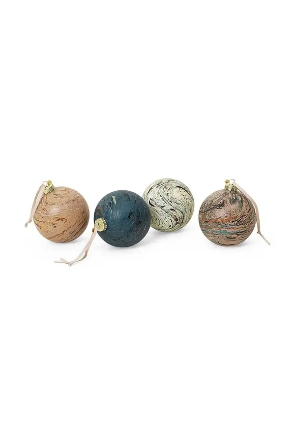 Ferm Living Set kuglica za bor ferm LIVING Marble Baubles L 4-pack