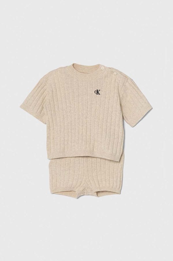 Calvin Klein Jeans Set za bebe s primjesom lana Calvin Klein Jeans boja: bež