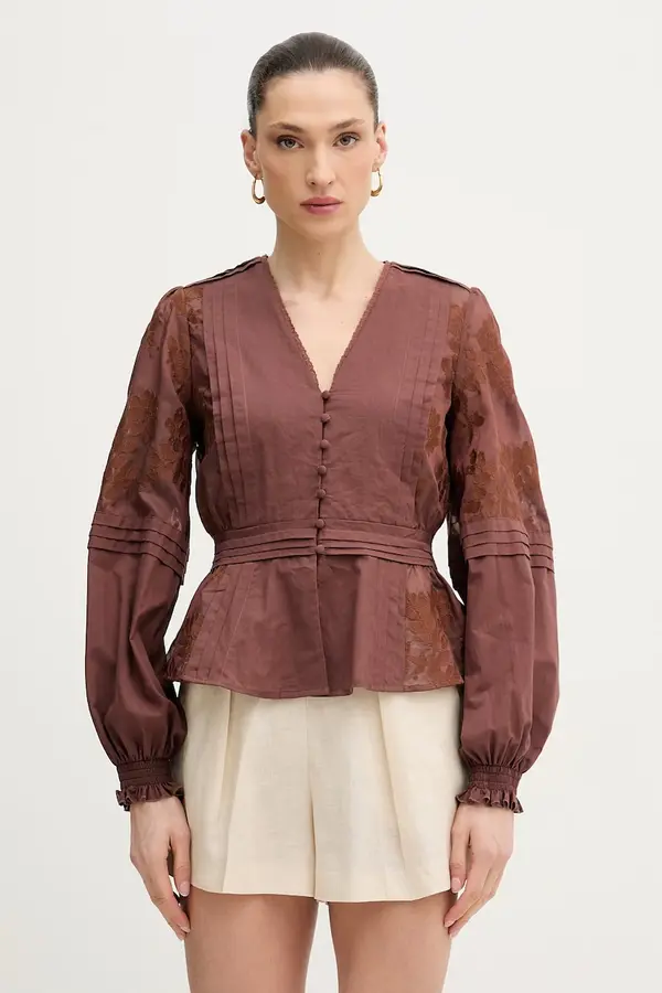 Silvian Heach Silvian Heach bluza košulja za žene od pamuka AGRIN