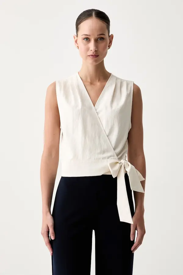 Sisley Sisley bluza na preklop za žene s viskozom
