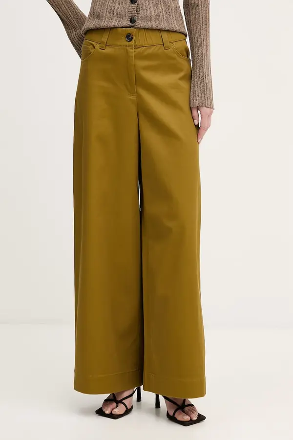 Sisley Sisley wide leg hlače za žene od pamuka s elastanom