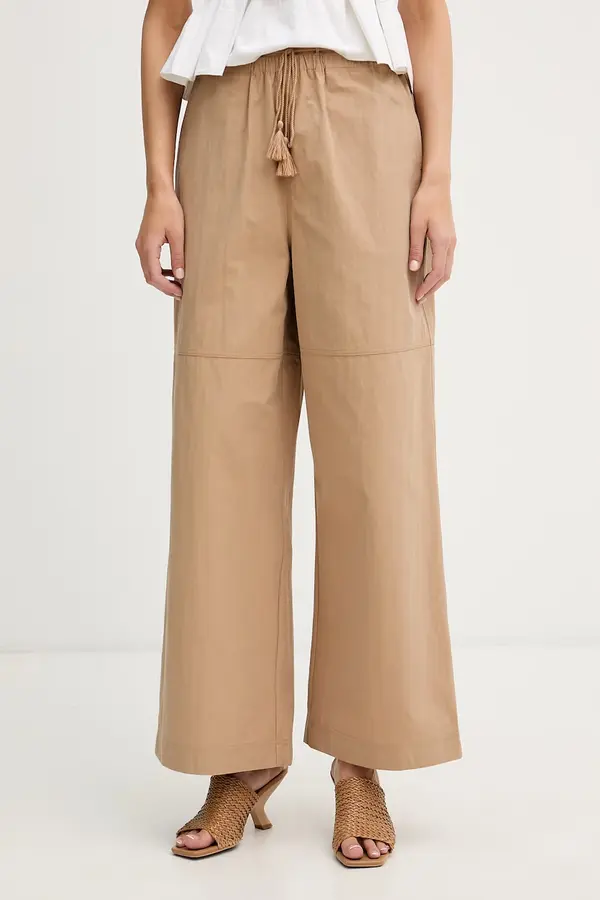 Sisley Sisley wide leg hlače za žene s pamukom