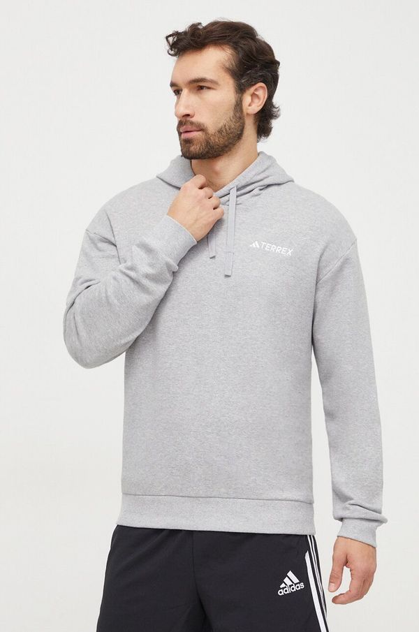 adidas TERREX Sportska dukserica adidas TERREX boja: siva, s kapuljačom, melanž