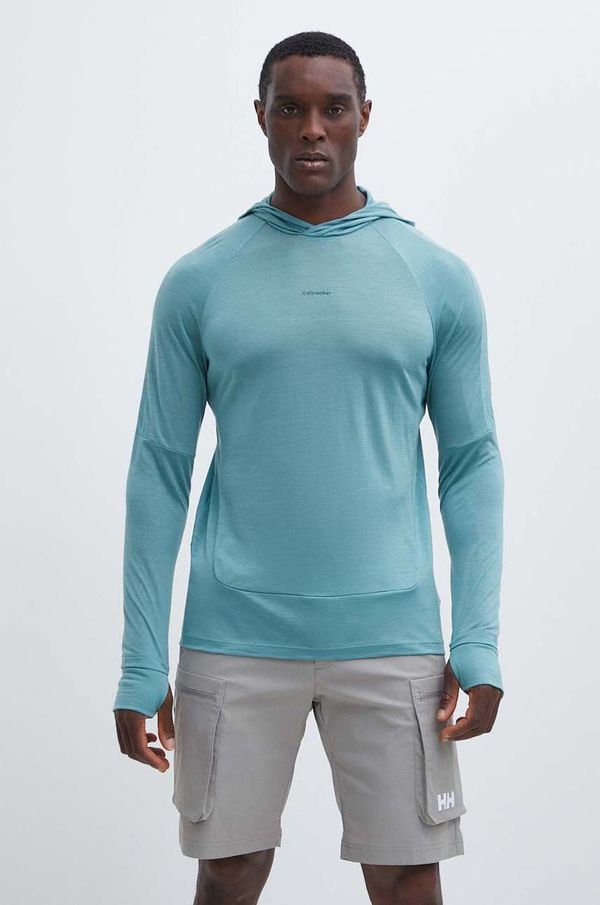 Icebreaker Sportska dukserica Icebreaker 125 Cool-Lite Merino Blend Sphere boja: zelena, s kapuljačom, bez uzorka, IB0A56EUA751