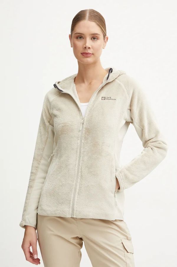 Jack Wolfskin Sportska dukserica Jack Wolfskin Rotwand boja: bež, s kapuljačom, bez uzorka, A61897