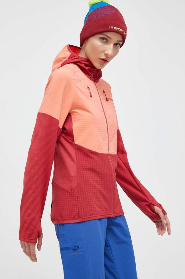 La Sportiva Sportska dukserica LA Sportiva Session Tech Hoody boja: crvena, s kapuljačom, s uzorkom