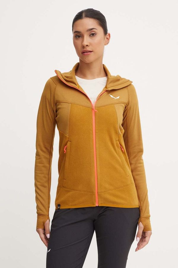 Salewa Sportska dukserica Salewa Puez Hyb boja: smeđa, s kapuljačom, s uzorkom, 00.0000027389