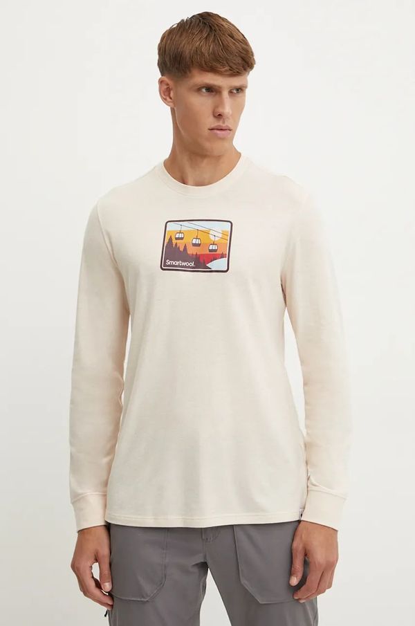 Smartwool Sportska majica dugih rukava Smartwool Gondola Ride boja: bež, s tiskom, SW002600