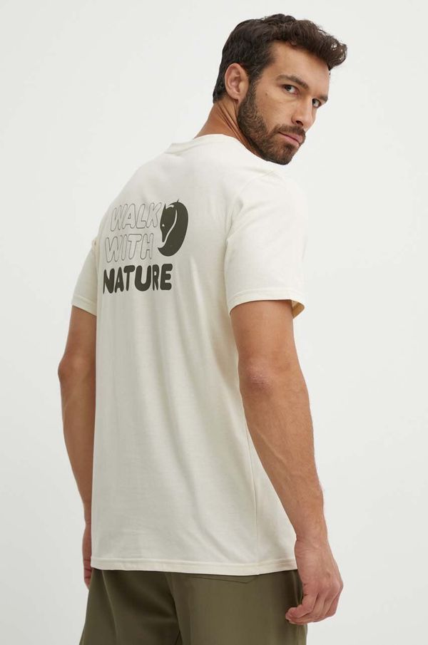 Fjallraven Sportska majica kratkih rukava Fjallraven Walk With Nature boja: bež, s tiskom, F12600216