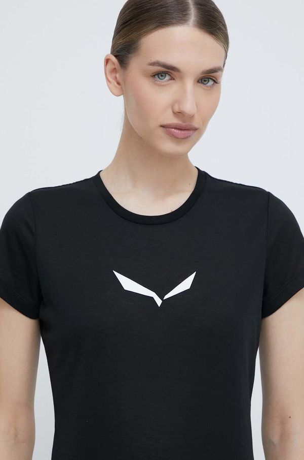 Salewa Sportska majica kratkih rukava Salewa Solidlogo boja: crna