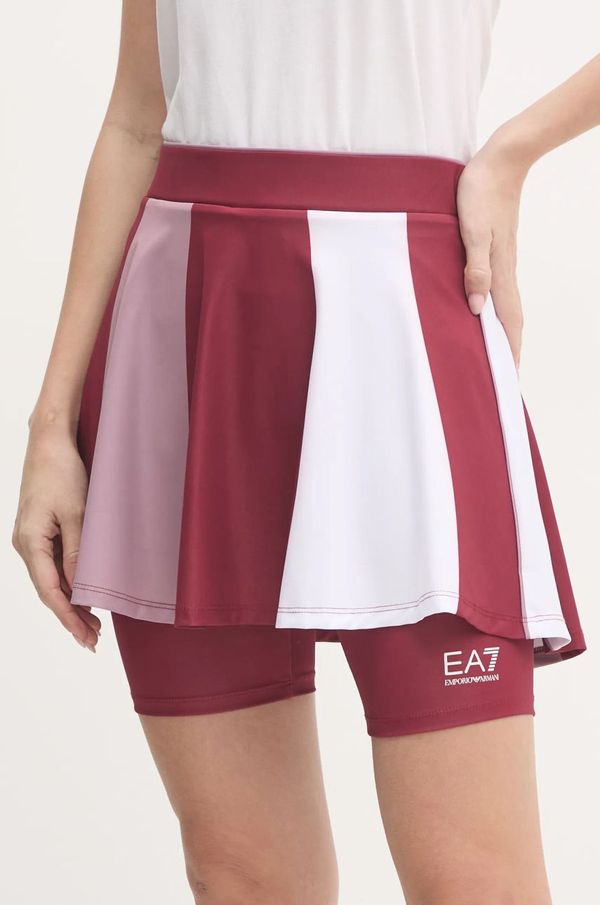 EA7 Emporio Armani Sportska suknja EA7 Emporio Armani boja: bordo, mini, širi se prema dolje, TJ04Z.6DTN51