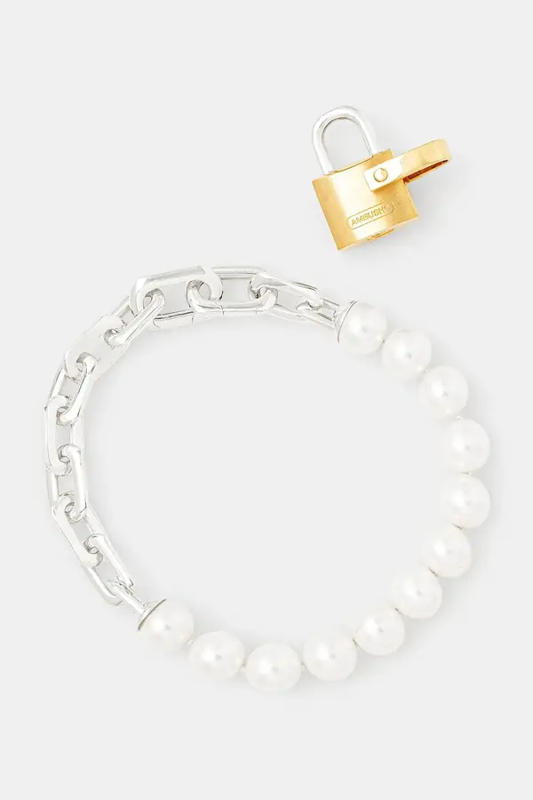 Ambush Srebrna narukvica AMBUSH Pearl Padlock Bracelet
