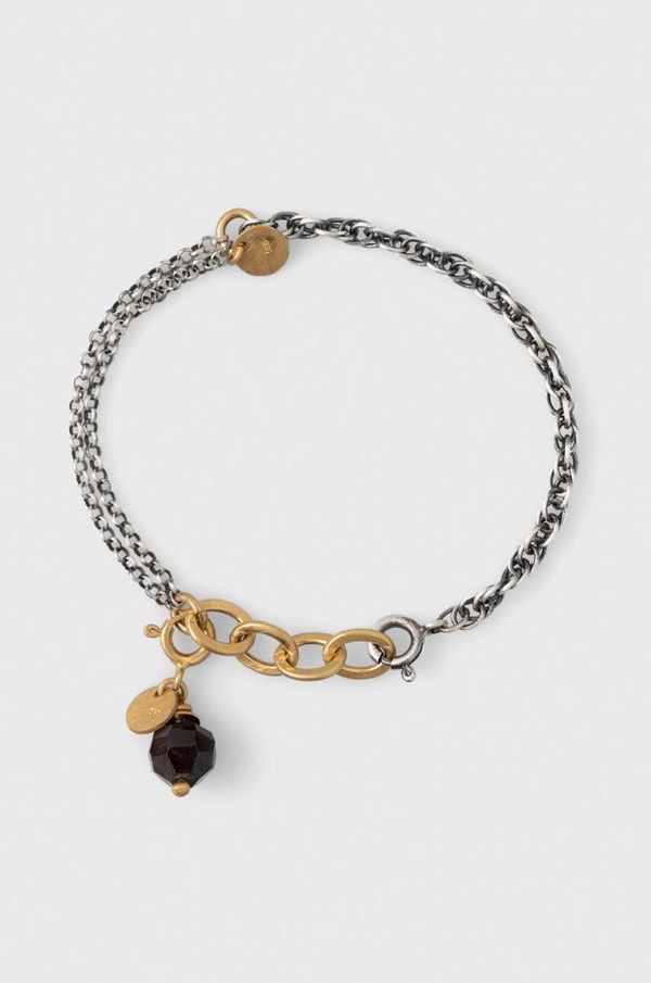 Answear Lab Srebrna narukvica sa crvenim granatom Answear Lab