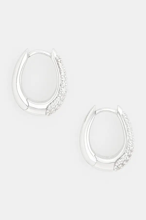 Tom Wood Srebrne naušnice Tom Wood Liz Hoops Pave