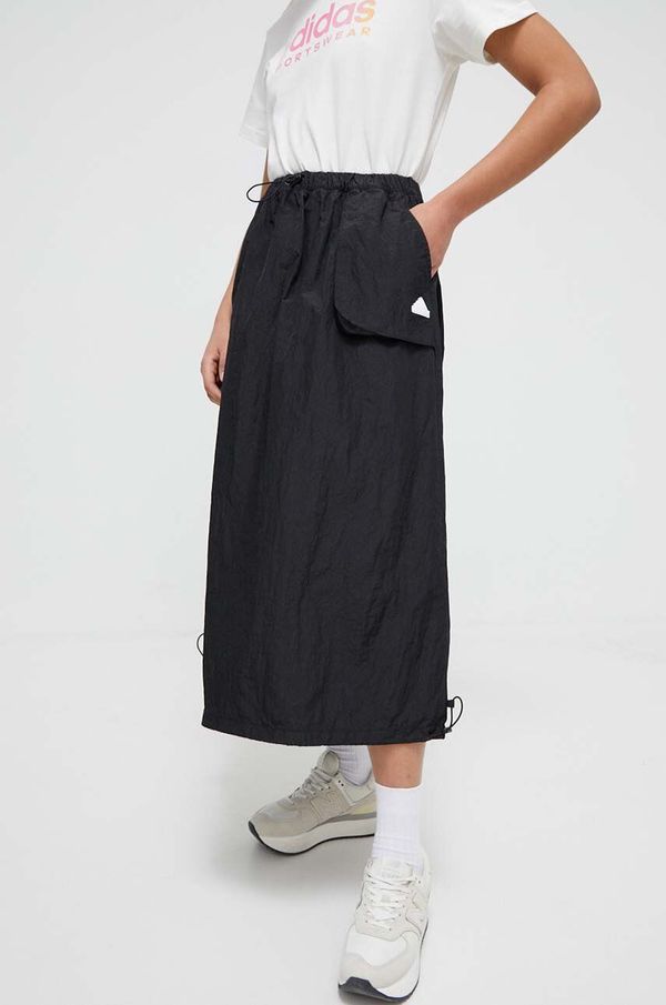 adidas Suknja adidas boja: crna, midi, širi se prema dolje