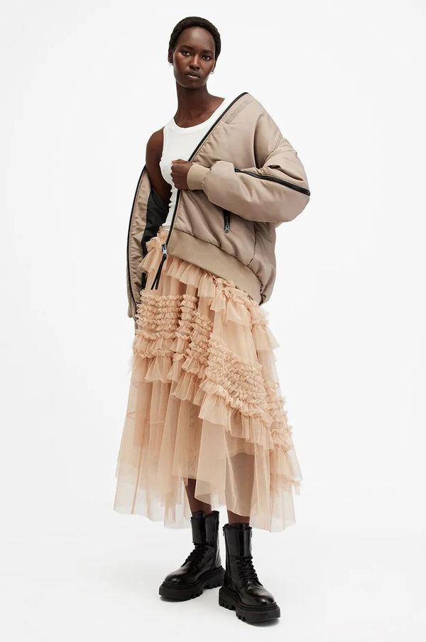 AllSaints Suknja AllSaints JEN boja: bež, midi, širi se prema dolje, W079RB