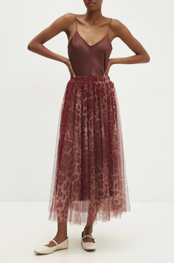 Answear Lab Suknja Answear Lab boja: bež, maxi, širi se prema dolje