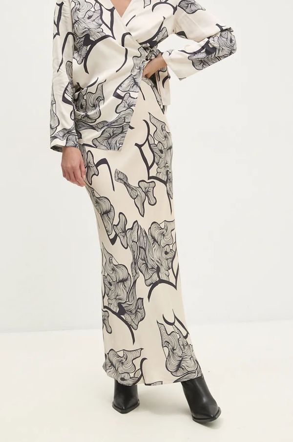 Answear Lab Suknja Answear Lab boja: bež, maxi, širi se prema dolje