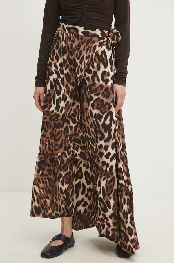 Answear Lab Suknja Answear Lab boja: bež, maxi, širi se prema dolje