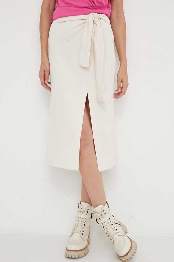 Answear Lab Suknja Answear Lab boja: bež, midi, ravna