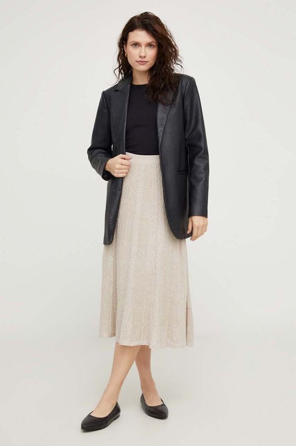 Answear Lab Suknja Answear Lab boja: bež, midi, širi se prema dolje