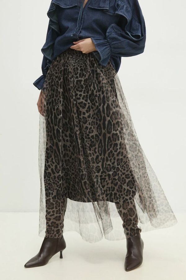 Answear Lab Suknja Answear Lab boja: bež, midi, širi se prema dolje