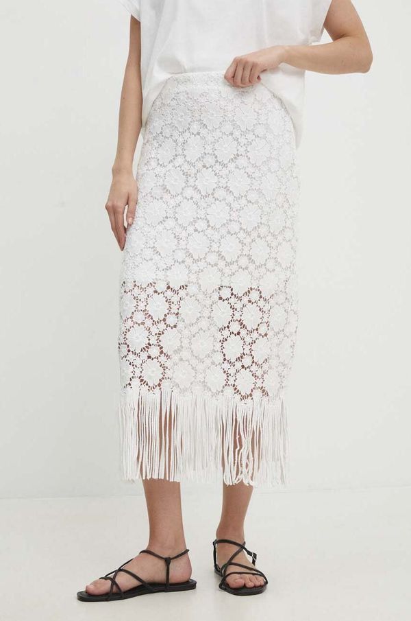 Answear Lab Suknja Answear Lab boja: bijela, midi, ravna