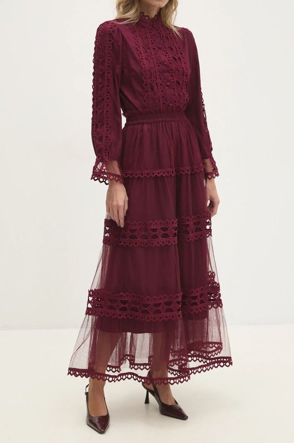 Answear Lab Suknja Answear Lab boja: bordo, maxi, širi se prema dolje