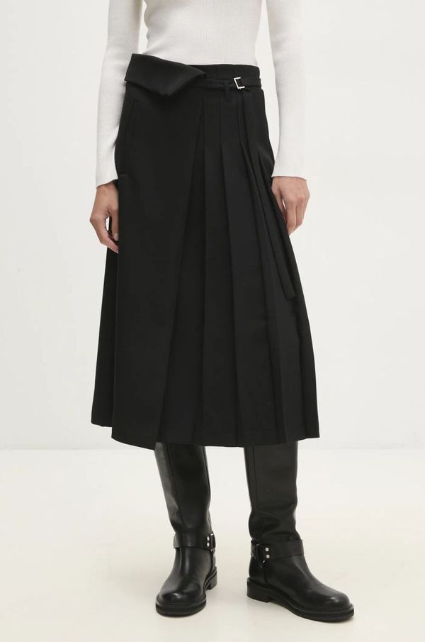 Answear Lab Suknja Answear Lab boja: crna, midi, širi se prema dolje