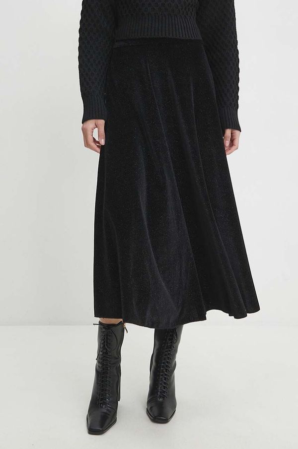 Answear Lab Suknja Answear Lab boja: crna, midi, širi se prema dolje