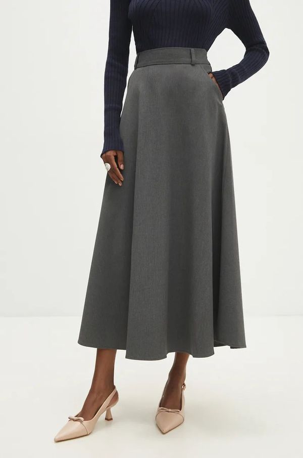 Answear Lab Suknja Answear Lab boja: siva, maxi, širi se prema dolje