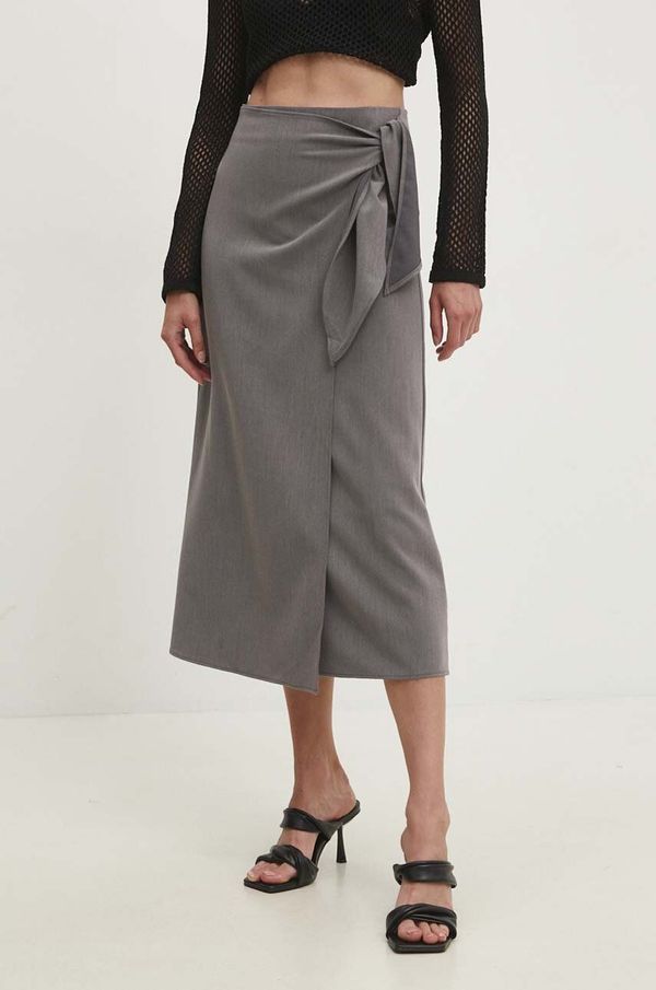 Answear Lab Suknja Answear Lab boja: siva, midi, širi se prema dolje